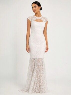 Jump Apparel White Lace Mermaid Gown Size 1/2 – Keyhole Back